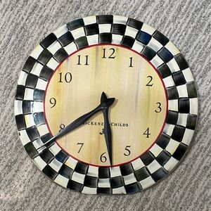 MacKenzie-Childs Checkered Wall Clock with Red Accent